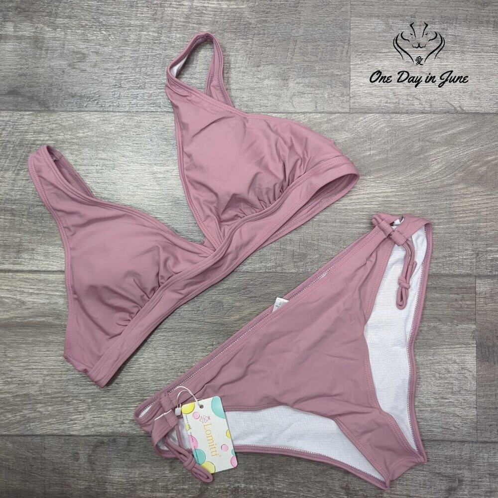 Lomitti Tie Back Top Tie Side Bottom Bikini Swimsuit Size XL
